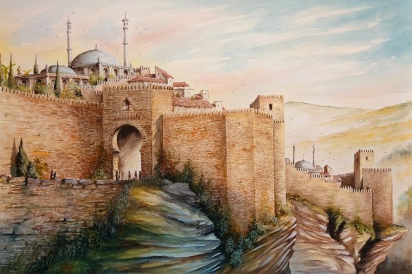 Puerta de Malaga and the city circa 14th century